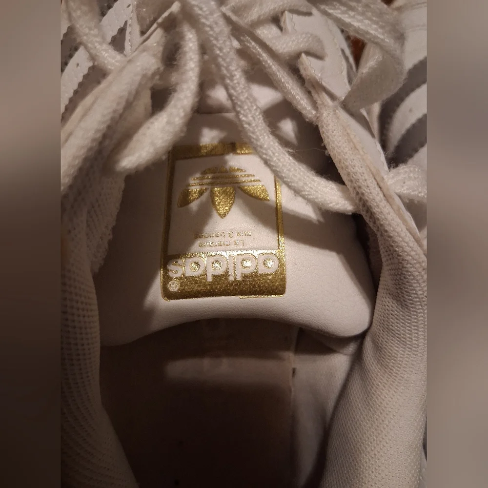 Adidas Originals Superstar White Grey Gold Metallic Sneakers Men 6.5 Athleisure